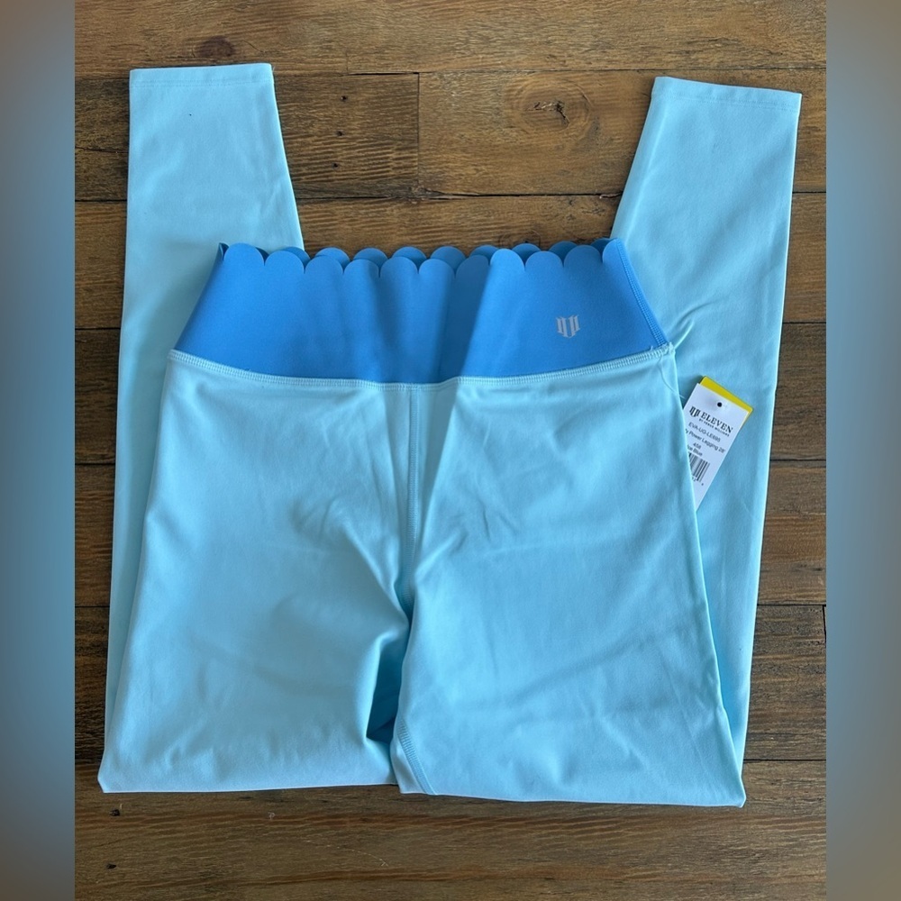 Eleven by Venus Williams Two Toned Blue Leggings with scalloped waistband SZ S - Picture 4 of 16